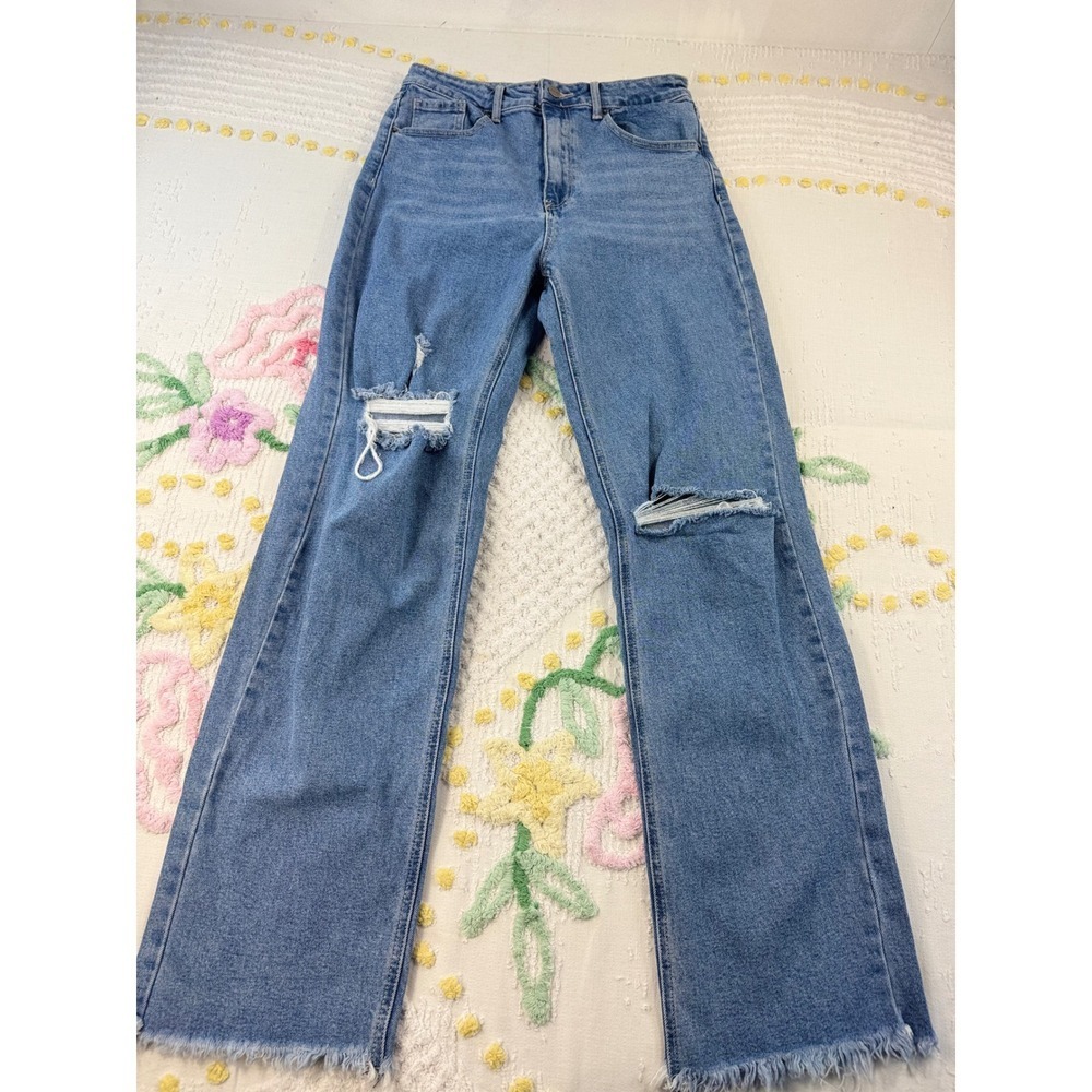 DOGMA Distressed Flare Jeans Light Wash Size‎ 11 Ripped Frayed Denim